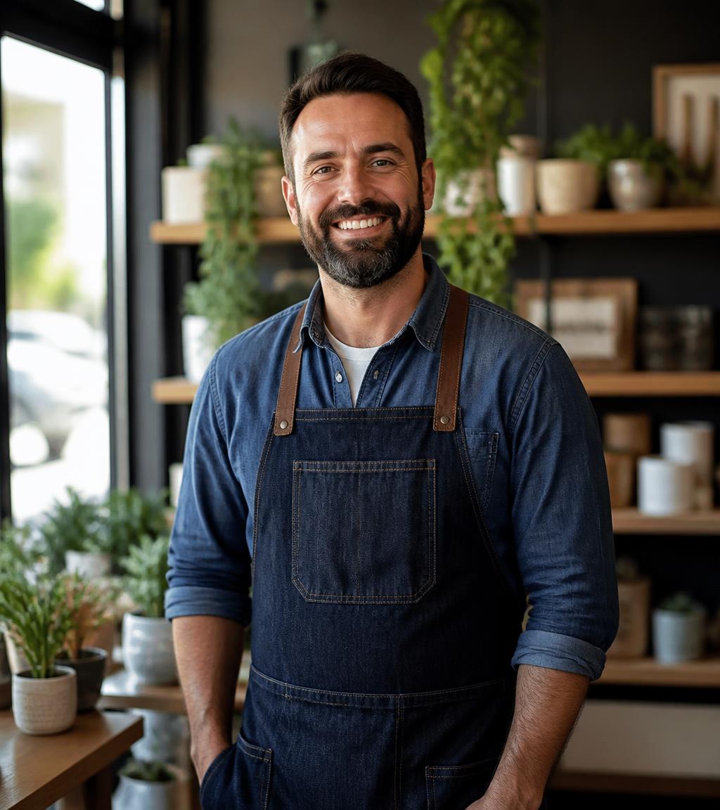 Service business owner in his shop